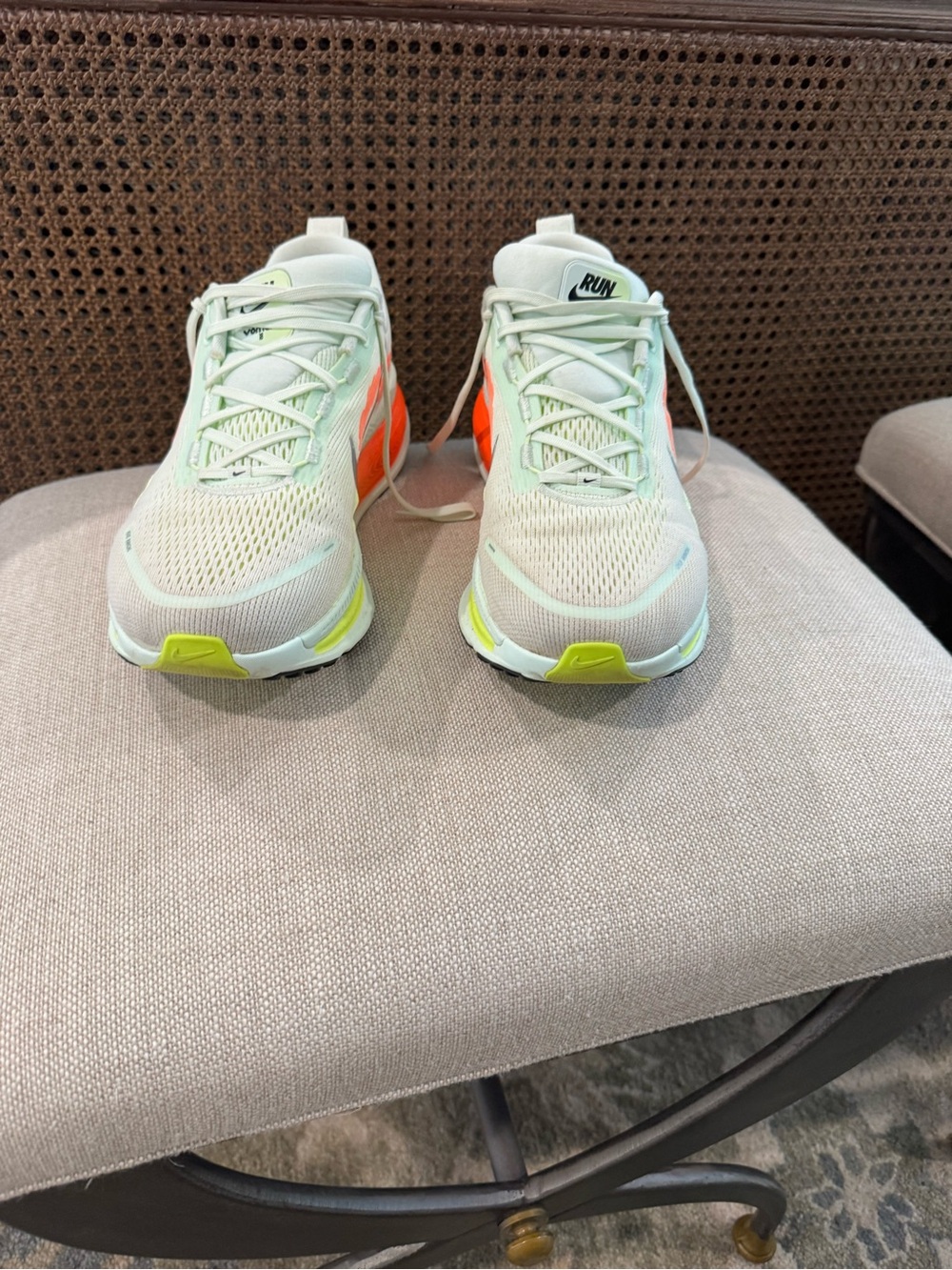 Nike Men's Mint Green and Bright Orange Running Shoes